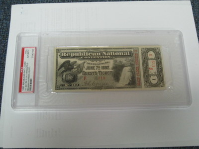 6/7/1892 Minneapolis B. Harrison Republican National Convention Ticket PSA (EX)