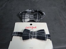NEW/USED CAT JACK BLACK/WHITE FLANNEL/PLAID INFANT ADJUSTABLE BOW TIE 7.99