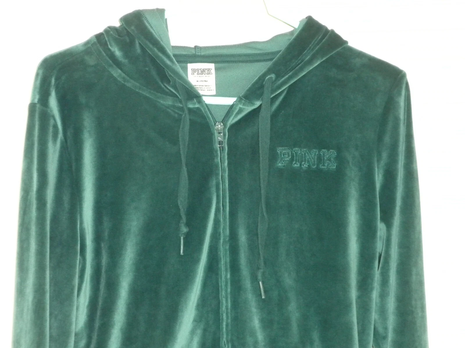 UNDERCOVER Felpa con cappuccio Victoria's Secret M Kelly verde velluto zip intera rosa logo tasche velluto