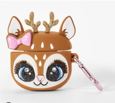 CLAIRE'S SILICONE APPLE AIRPODS EARPHONES Reindeer CASE KEYCHAIN Bag Clip