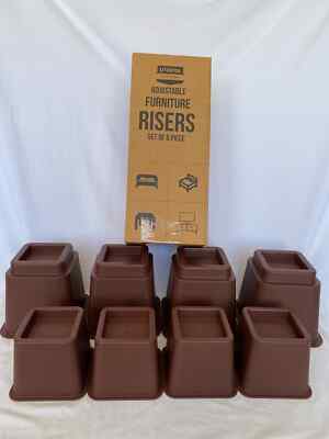 Utopia Bedding Furniture  Risers Lift by 3 , 5  or 8   Set of 8 - Reddish Brown