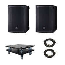 Pair of 2x Yorkville YXL10SP 10" Powered Sub  Wheels  Cables