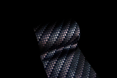 Roberto Villini - Men's Black & Salmon Square 100% Silk Neck Tie 4''W x 61''L