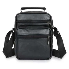 Men's Genuine Leather Sling Bags Handbag Small Shoulder Bag Crossbody Travel Zip