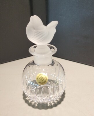 PUTHOD Genuine Lead Cristal Perfume Bottle W/ Frosted Dove Stopper Made In Italy