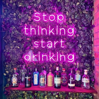 32''x31.5'' Stop Thinking Start Drinking Flex LED Neon Sign Light Bar Party Décor