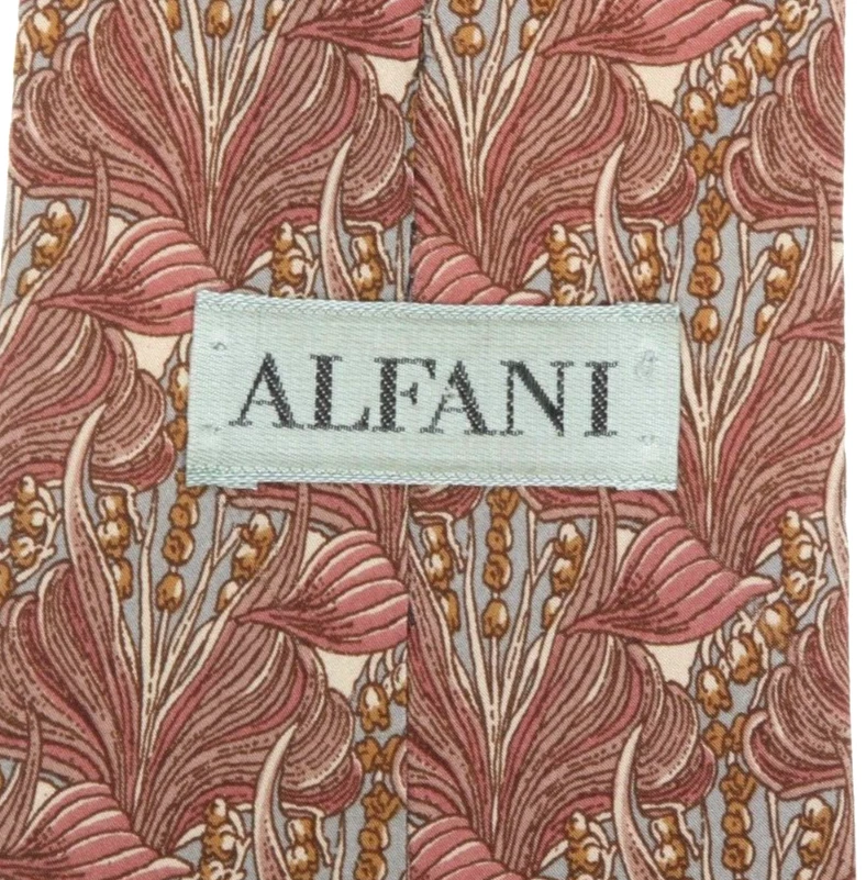 Corbata de cuello de seda vintage ALFANI floral estilo Morris neogótico roja floral para hombre Foto 3 de 4