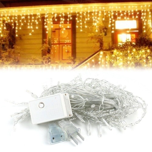 96/216 LEDs Curtain Icicle Lights Wedding Party LED Fairy Christmas Outdoor US - Picture 20 of 28