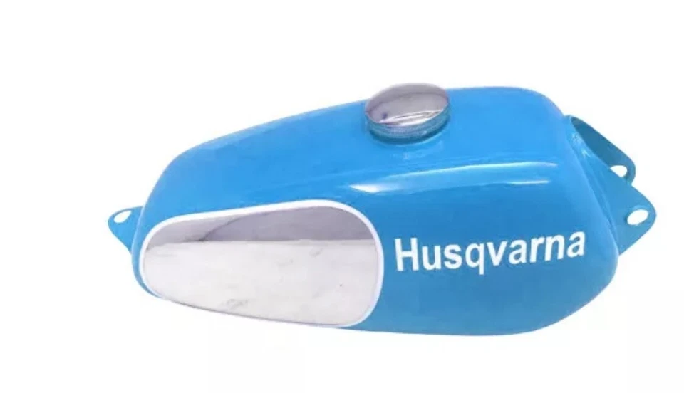 PASSEND FÜR HUSQVARNA 1974 CR 250 WR 250 MAG REPRO BLAU CHROM STAHL TANK & DE... Foto 3 de 4