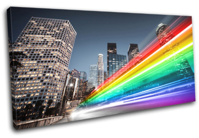 Los Angeles Rainbow Lights LA Abstract SINGLE Leinwand Kunst Bild drucken