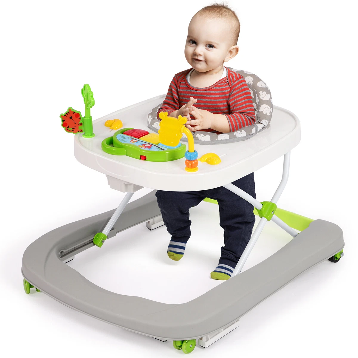 2 In 1 Baby Walkers Folding Toddler Walker Soft Seat Removable