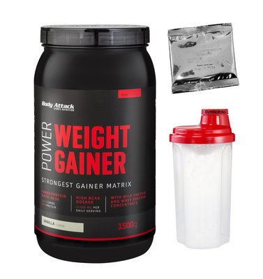 (EUR 20,93/kg) Power Weight Gainer Body Attack 1500g 1,5 Kg  Shaker + Probe