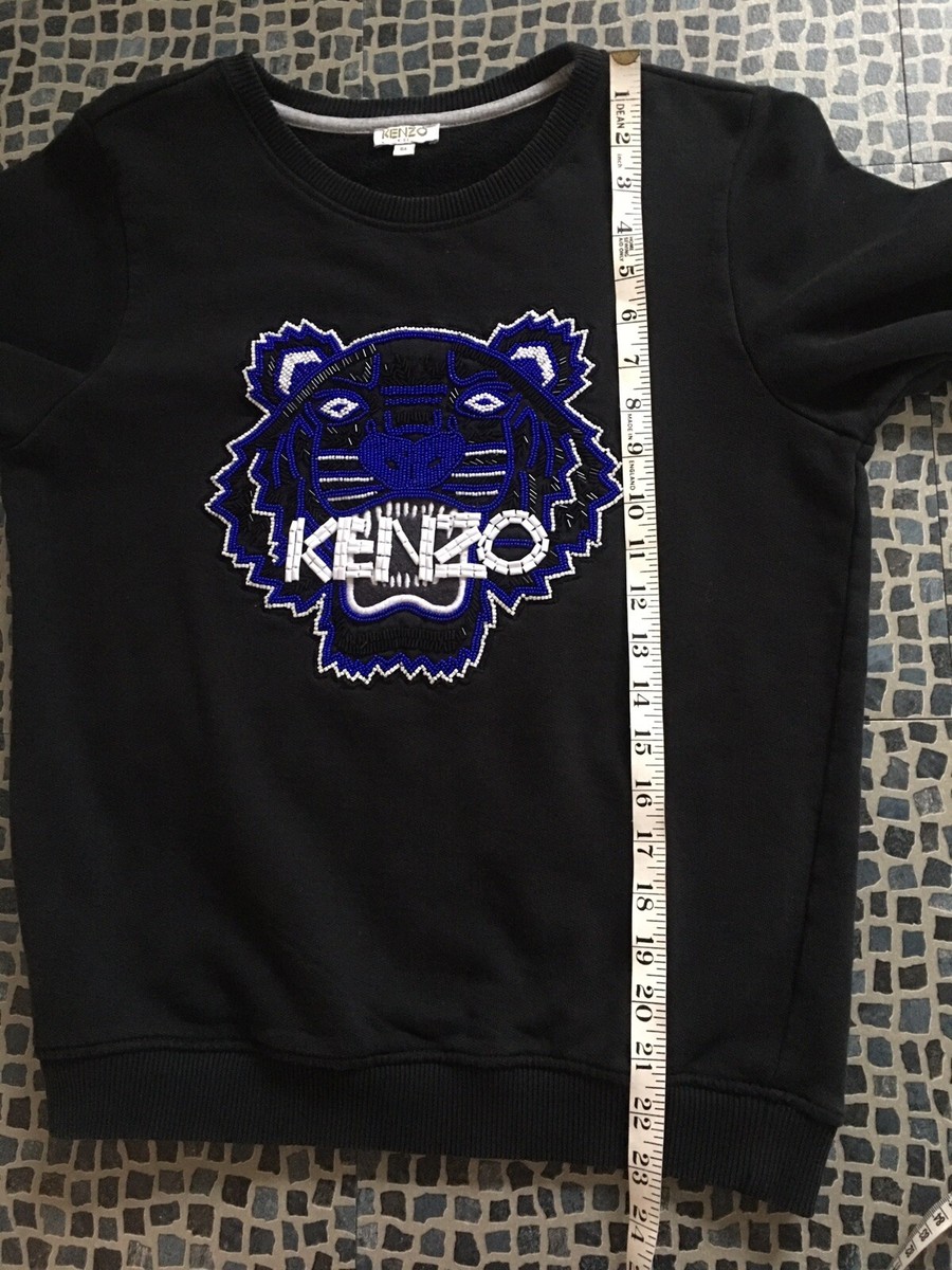 KENZO KIDS Size 16A Black Sweatshirt With Beaded Tiger Long Sleeve