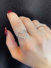 1ct Round Cut Lab Created Diamond Wedding Heart Ring 14K White Gold Plated