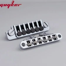 Guyker Tune-O-Matic Roller Saddle Guitar Bridge +Vintage Tailpiece Silvery