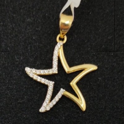 Colgante oro 18k 750 mls. Estrella de mar con circonitas 19,6 mm. 