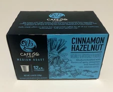 HEB K-Cup Pods Box Cinnamon Hazelnut CAFE Ole’ by H-E-B  Medium Roast 12 per box