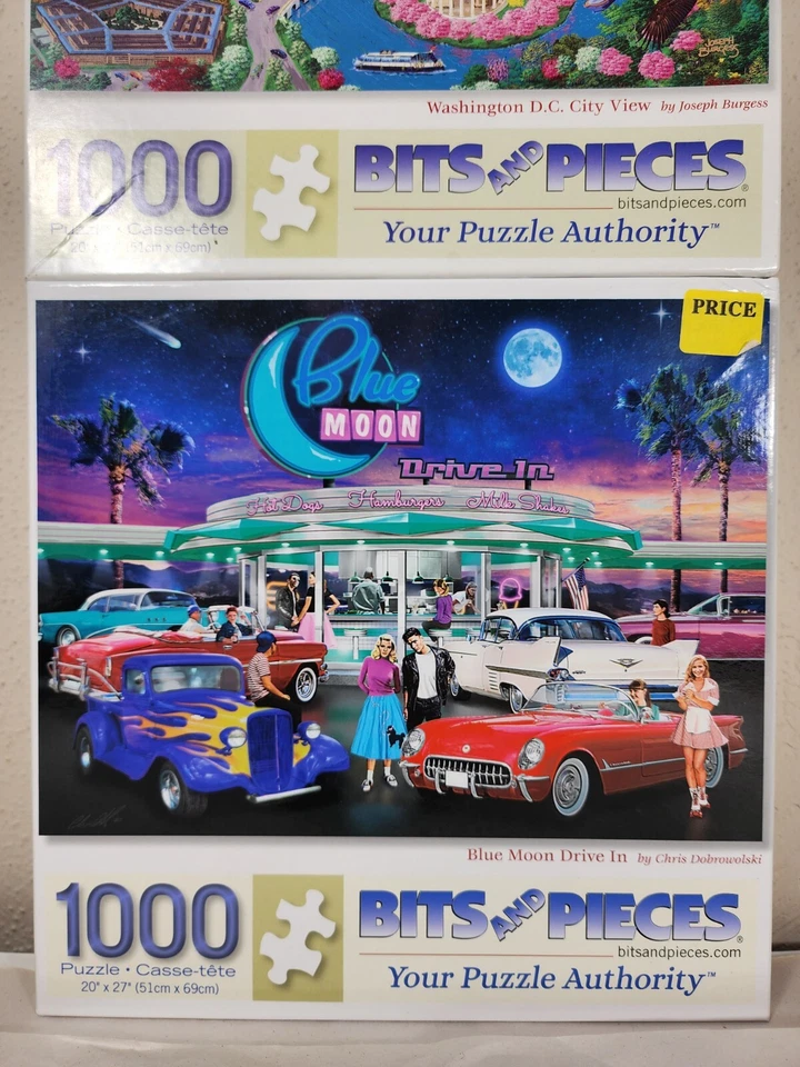Lote 3 1000 Piezas Rompecabezas Blue Moon Dine In, Washington DC y Olor Coche Nuevo Foto 2 de 4