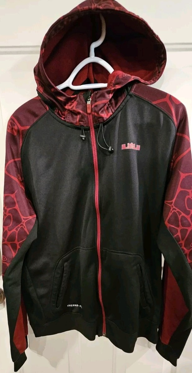 Nike Sweatshirt Mens Lg Red Therma Fit Lebron James Hero Full Zip Hoodie  (EE)