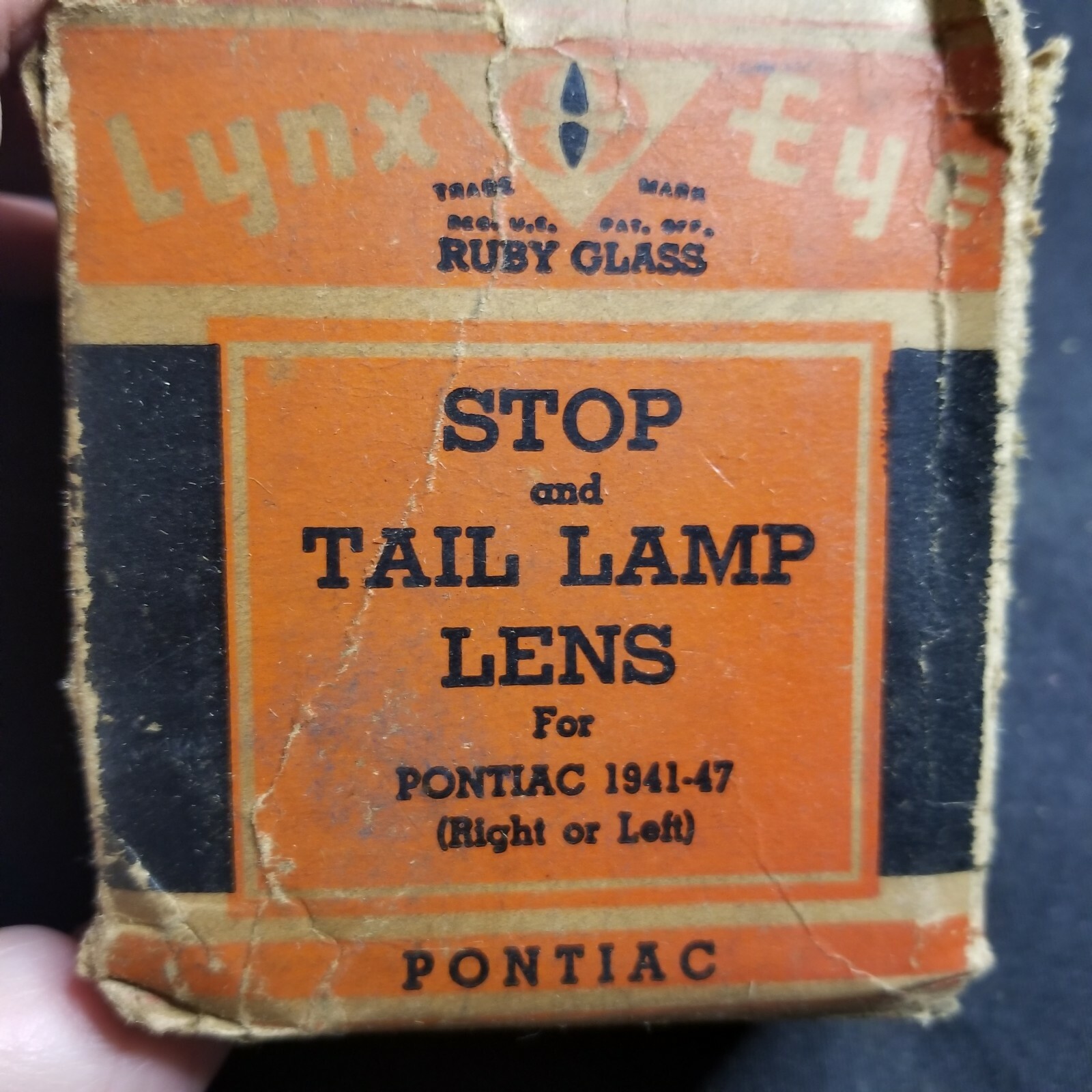 Vintage New Old Stock 1941-1947 Pontiac Lynx Eye Ruby Glass Tail Light Len T-334