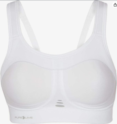 Pure Lime White Compression High Impact Sports Bra Coolmax wirefree ...