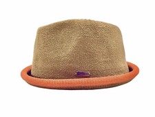 Sommerhut PORK PIE Trilby Gr. 57 Stoffhut braun/orange Strickoptik
