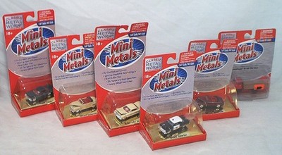 6  DIFFERENT MINI METALS 1:87 DIECAST CARS & TRUCKS - ALL UNUSED IN BUBBLE CASES