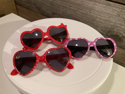 3 Minnie Mouse Heart Sunglasses Red Bow Retro Disney Glasses Lot Of 3 EUC Hearts