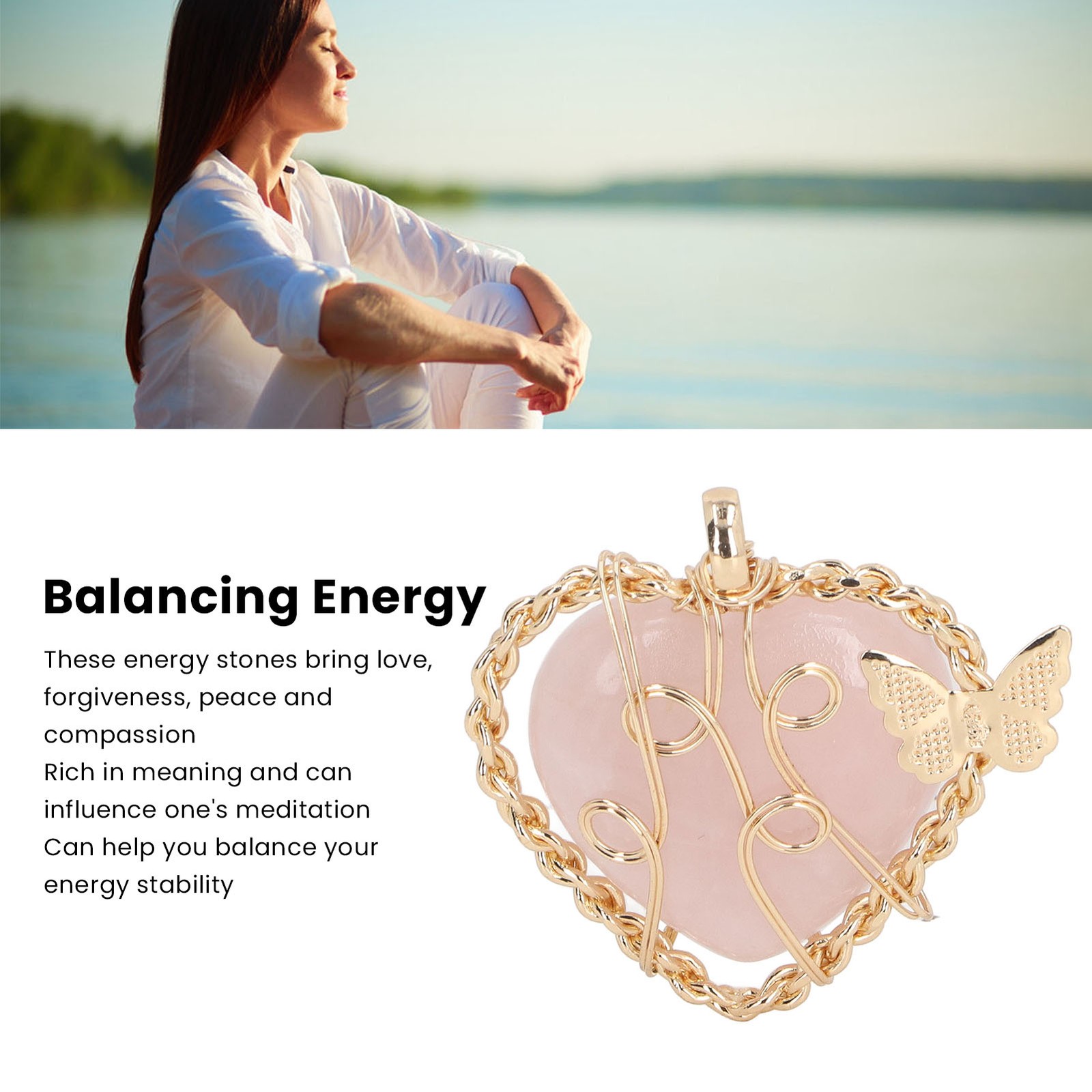 ✿ Heart Shaped Crystal Stone Crystal Stone Pendant Exquisite Stylish For DIY
