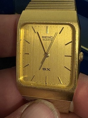 レア SEIKO セイコー デザイナー ゴールド QUARTZ 正確稼働 レトロ SEIKO SX 5Y95-5000 Gold Tank Square Men Quartz Watch from JAPAN