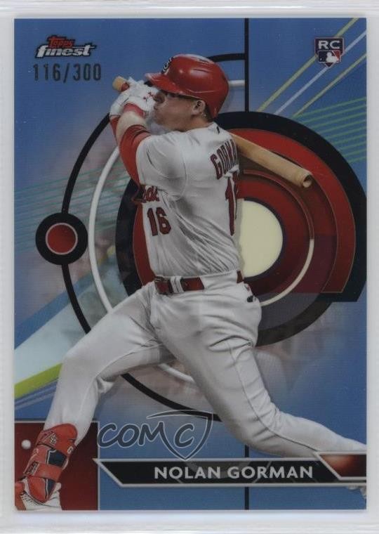 2023 Topps Finest Sky Blue Refractor /300 Nolan Gorman #92 0g9