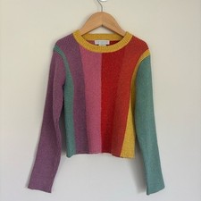 STELLA MCCARTNEY Rainbow Striped Glitter Sweater Girls 8