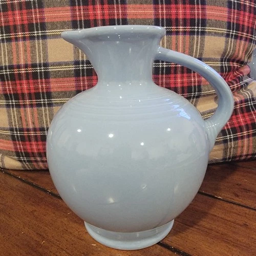 Vtg Fiestaware Light Blue Pitcher/Carafe Open Water Jug 8" Tall