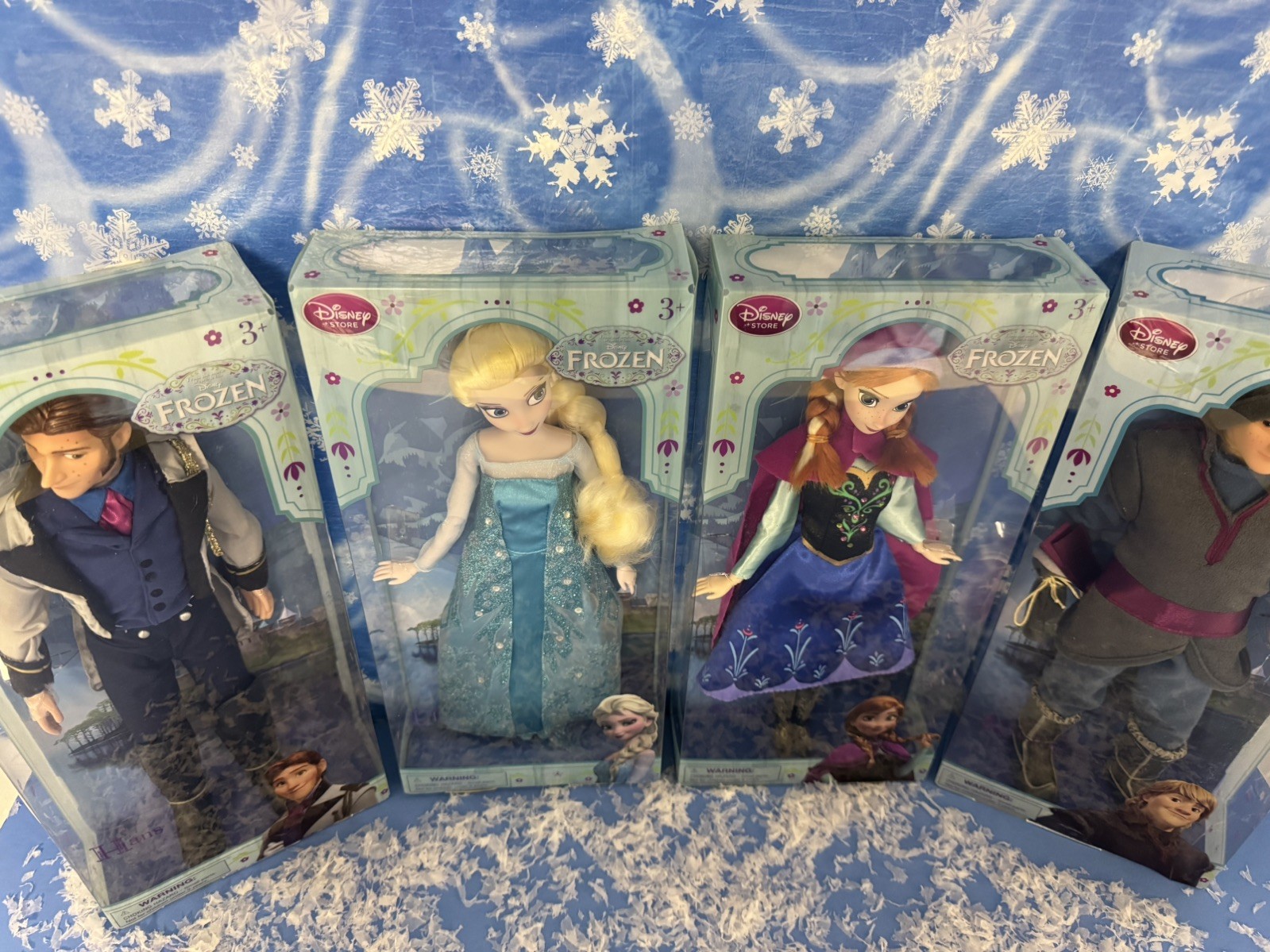 DISNEY STORE FROZEN CLASSIC DOLL COLLECTION ANNA ELSA KRISTOFF HANS SEALED NIB