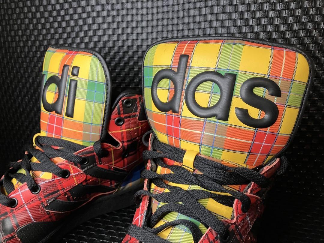 Adidas Jeremy Scott Instinct High Plaid Tartan Sneakers Size 11.5