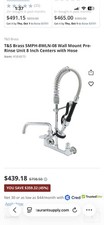 T&S Brass 5MPH-8WLN-08 Wall Mount Pre-Rinse Unit 8 in Centers 1.15 GPM