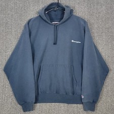 Vintage Champion Premium Reverse Weave Hoodie Sweatshirt Mens XXL Blue Blank