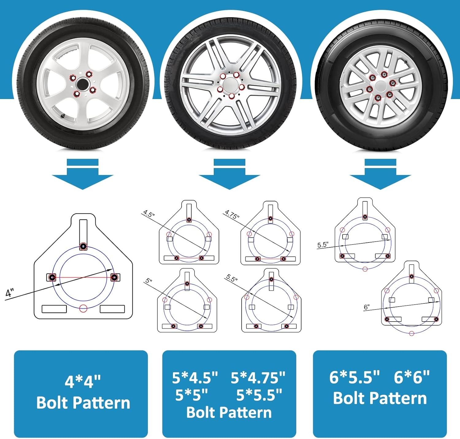 GADFISH Spare Tire Carrier Mount, 3-Nuts Design Trailer Bracket Heavy Duty... 