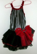 Leo's Dancewear Tutu Dress Leotard, Red/Silver and Black, Size SC Sequins, Bow