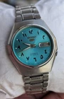 Vintage Seiko 5 Automatic Stainless Steel Men Wristwatch Blue Dial made in Japan
