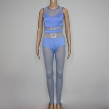 The Line Up Light Blue Mesh Unitard Contemporary Jazz Costume in Adult size XS