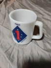 Vtg 1st Marine Division Milk Glass Mug Guadalcanal WWII Cold War Korea Vietnam