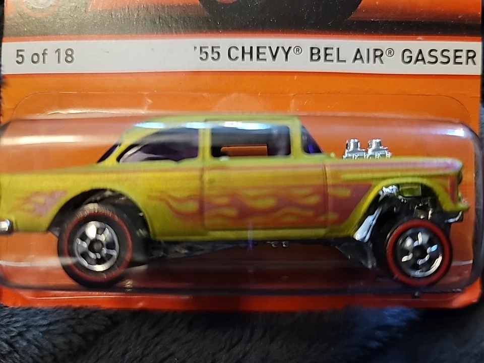 2015 HOT WHEELS REDLINE '55 CHEVY BEL AIR GASSER LIME GREEN 5/18  - Image 3 of 4