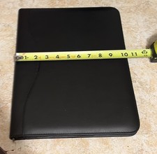 Padfolio Black file folder binder organizer-black faux leather Zipper Close