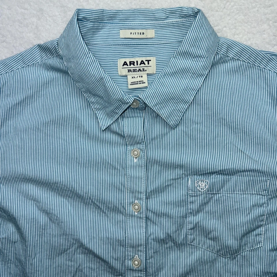 Camisa Ariat REAL para mujer XL azul a rayas ajustada con botones manga larga Foto 2 de 4