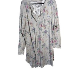 VTG Aria Floral Nightgown Size XL Flowy Lettace Hem Granny Cottagecore Country