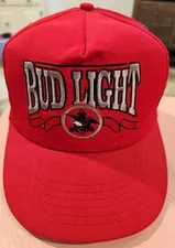 Vintage Bud Light Made In USA Anheuser-Busch Cap Hat Snapback Red 