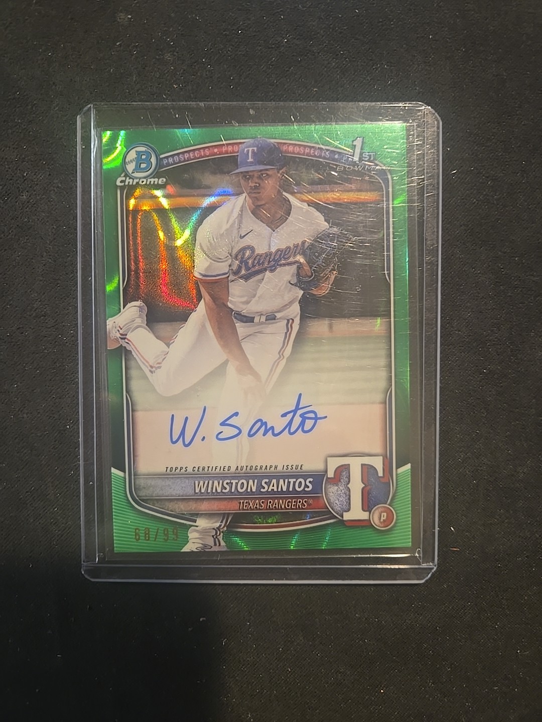 2025 1st Bowman Chrome Prospect Auto Winston Santos #CPA-WS Green Lava /99