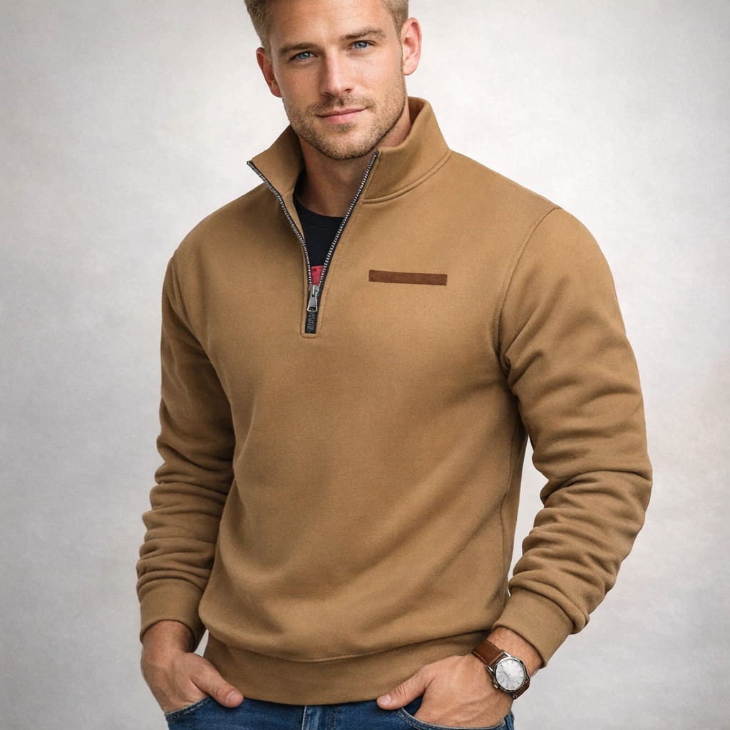 Herren Pullover Pulli Fleecefutter Sweatjacke Sweatshirt Rollkragen Langarm Top Ansicht 2