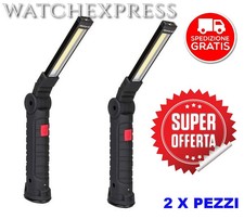 2 LAMPADE TORCIA LAVORO CALAMITA PORTATILE RICARICABILE LED FARO OFFICINA PESCA